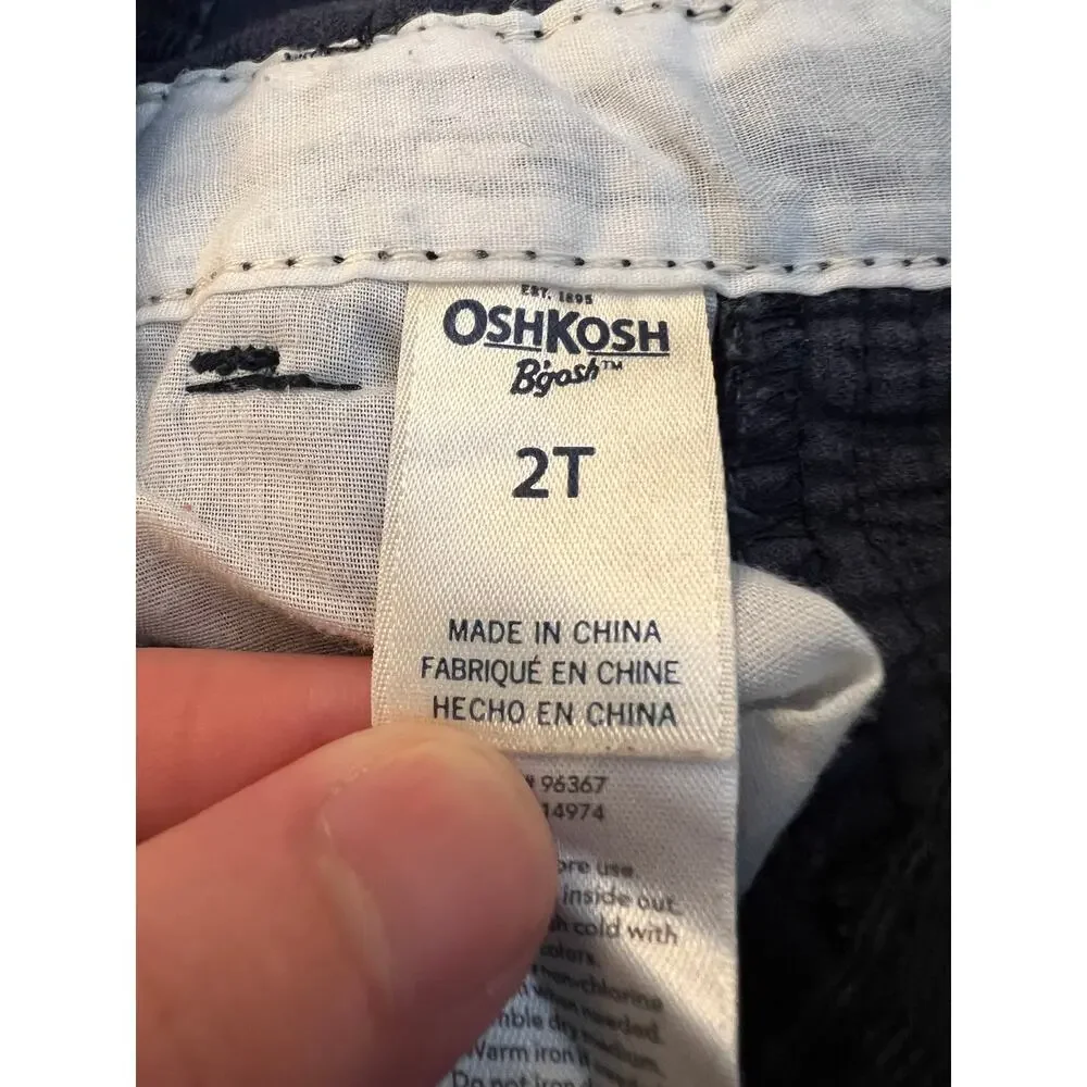OshKosh B'gosh Baby Girls 2T 100% Cotton Overalls Corduroy 3D Flower Navy‎ Blue